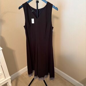 Talbots Black Midi Dress with White Trim